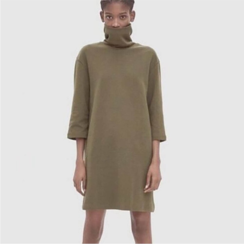 Cozy Olive Green Turtleneck Dress